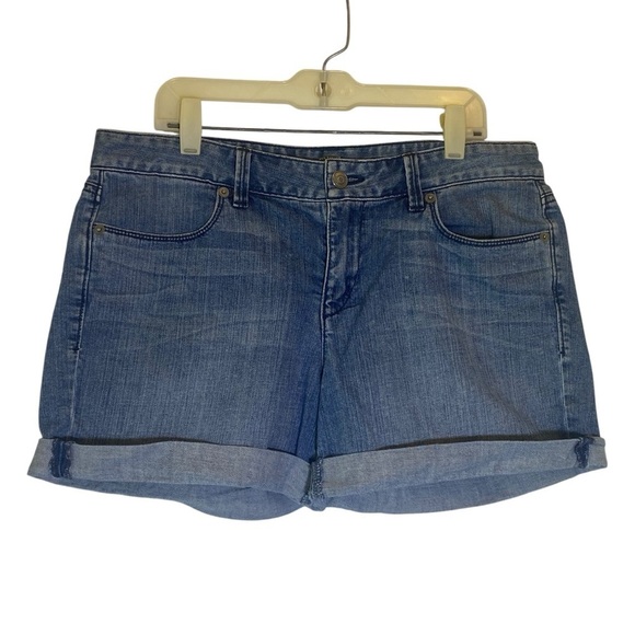 LOFT Blue Jean Shorts Cuffed Mid-Thigh - Picture 1 of 5